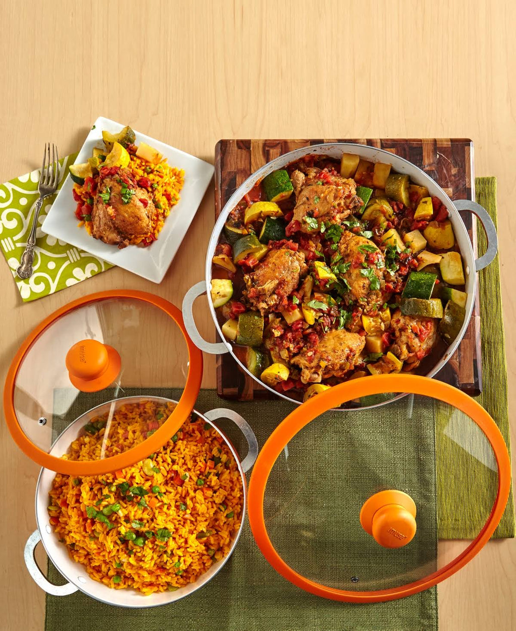 2-Piece Ceramic Nonstick Caldero Set Orange Z6227