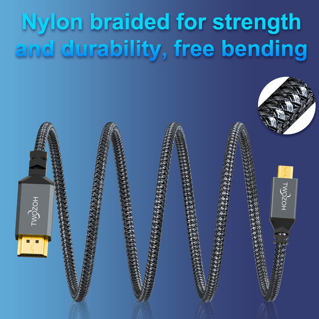 4K Micro HDMI to HDMI Cable 1FT Braided Cord P979