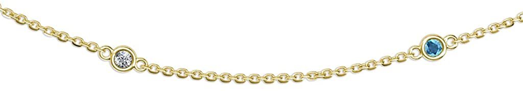 London Blue Topaz & Diamond Necklace 0.35cttw 14K Yellow Gold 18 Inches Length C234