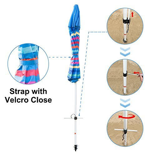 7 Feet Beach Umbrella with Sand Anchor and Carry Bag B92517