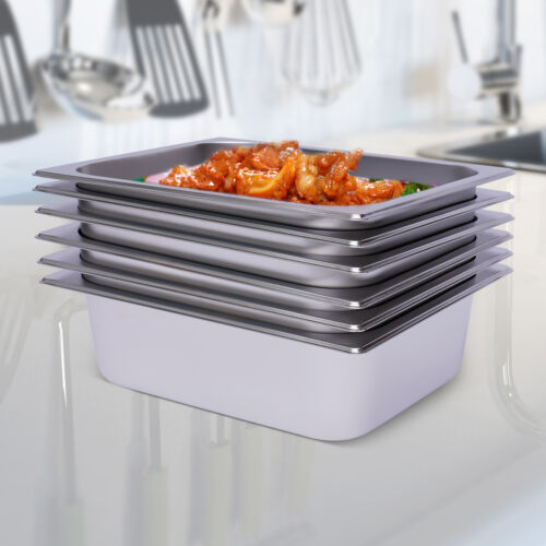 6Pcs 1/2 Size 4" Deep Silver Stainless Steel Steam Table Pans U5842