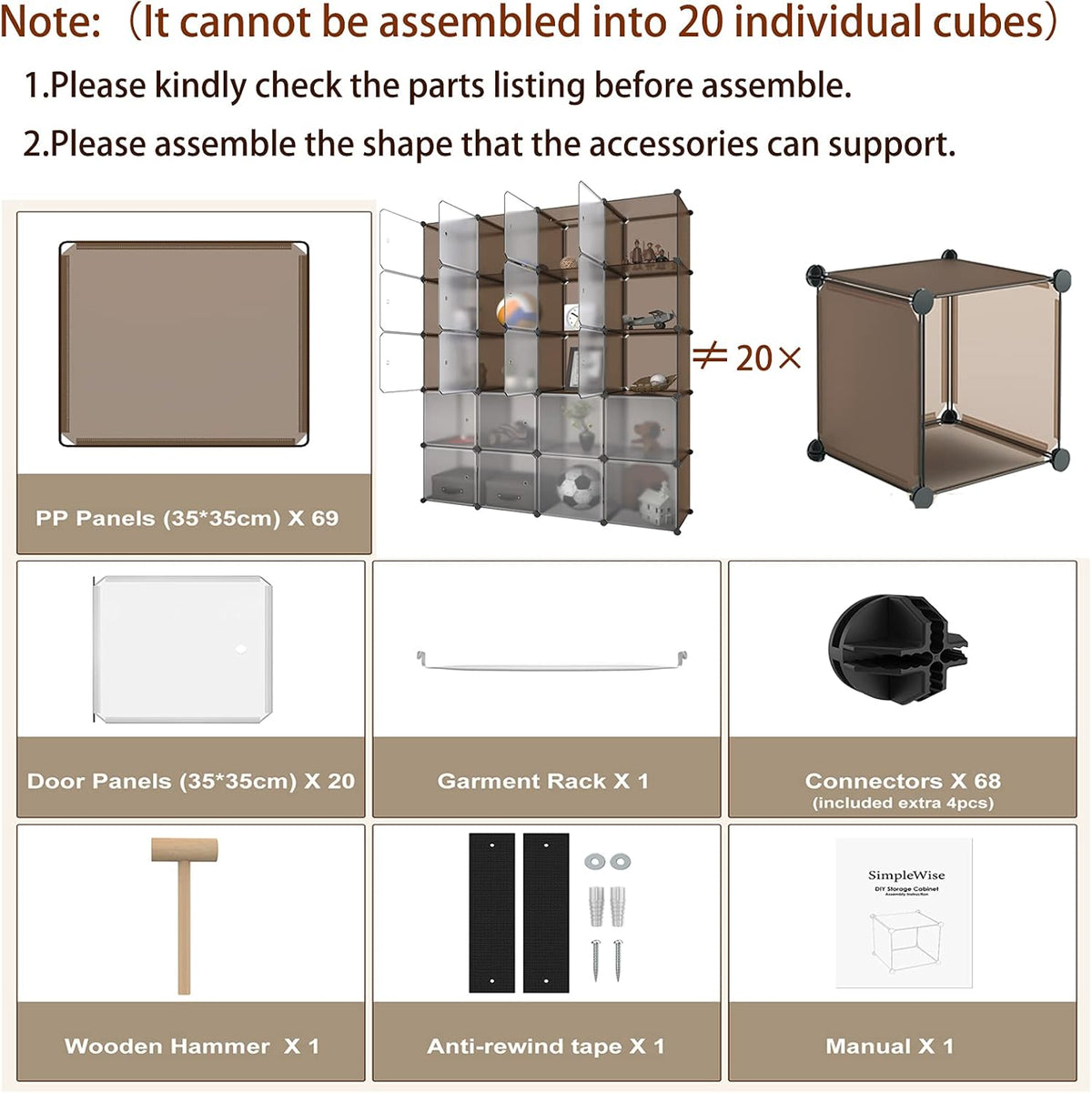 20-Cube Plastic Cube Storage Organizer E8814