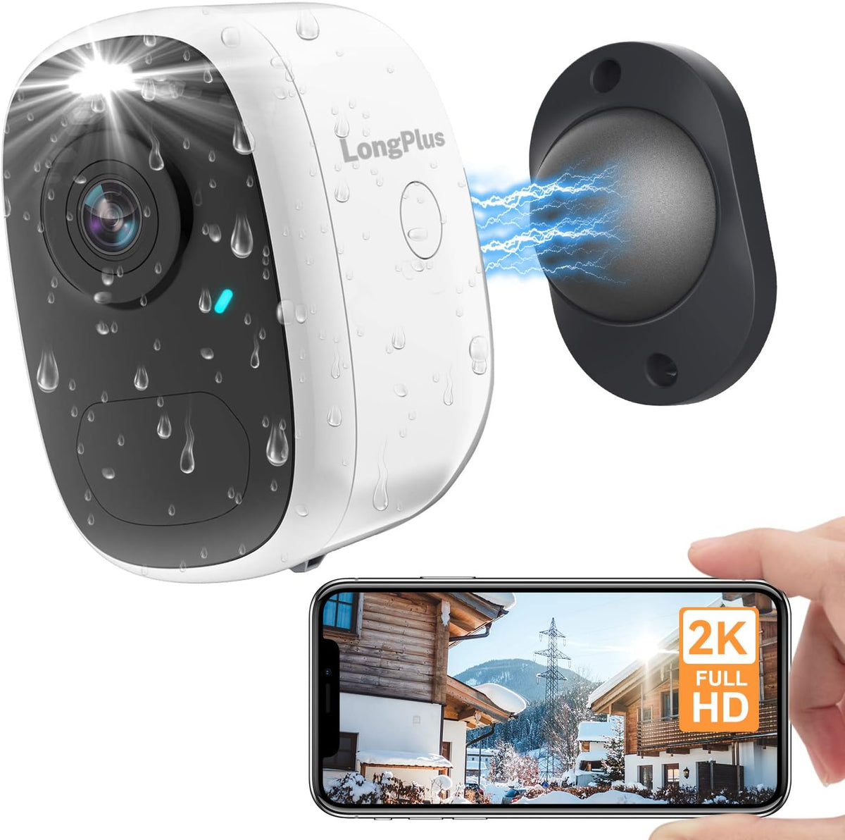 White Wireless Outdoor Security Camera with Night Vision M74326