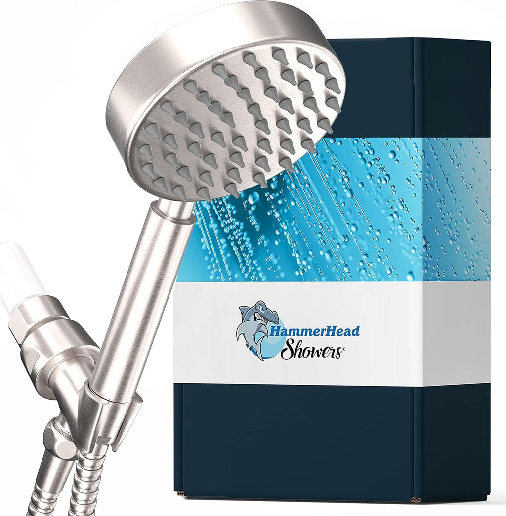 Polished Chrome 2.5 GPM Handheld Shower Head with Hose and Brass Holder N873