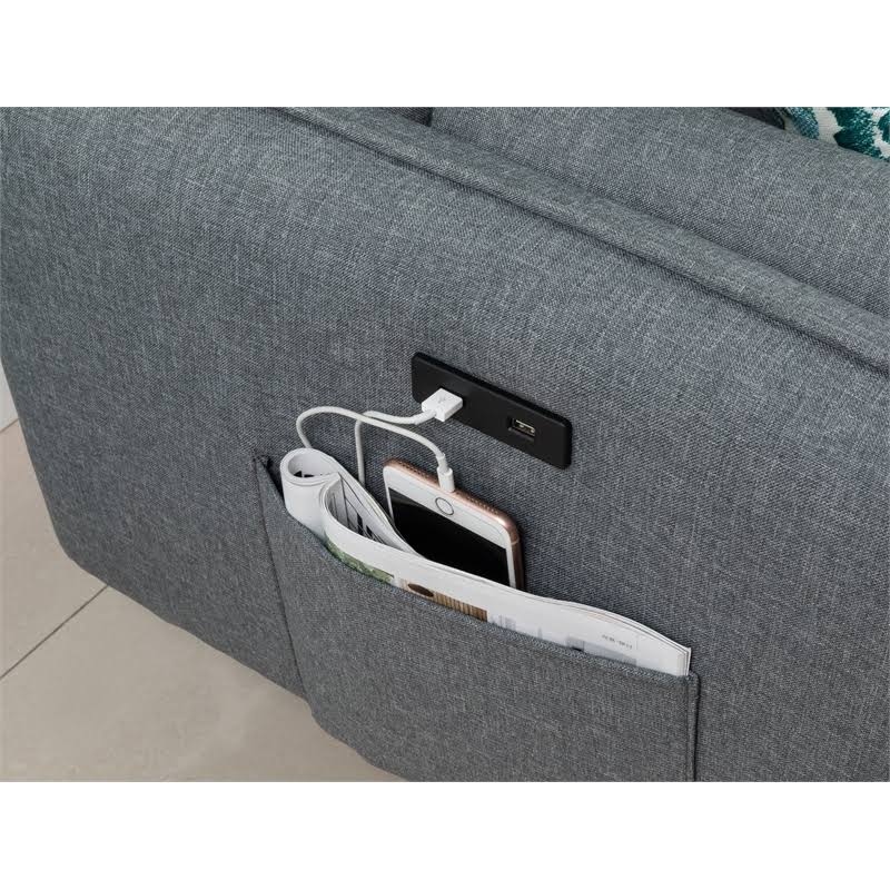 Gray Fabric Sofa with USB Dock V323
