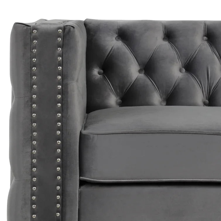 Gray Velvet 3 Pieces Loveseat and 2 Armchairs U44319