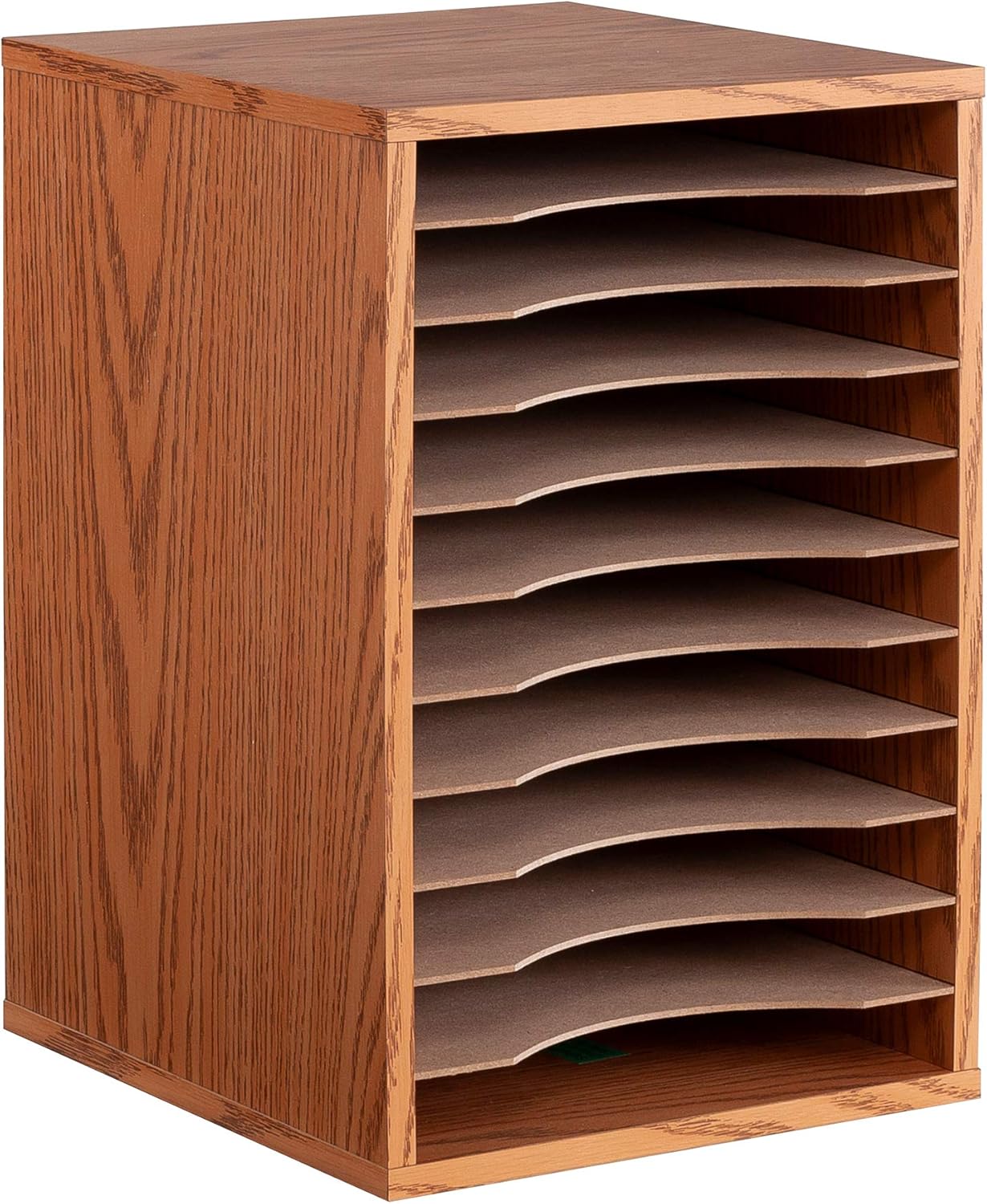 Vertical Desktop Sorter, 11 Compartment, Medium Oak, Pack of 2 I9009