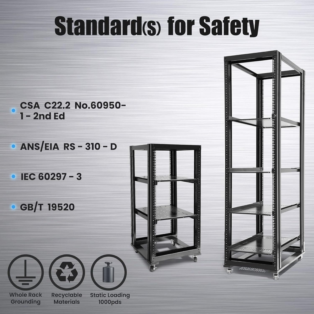 15U 4 Post Open Frame 19inch Steel Rack 24inch Deep S65617