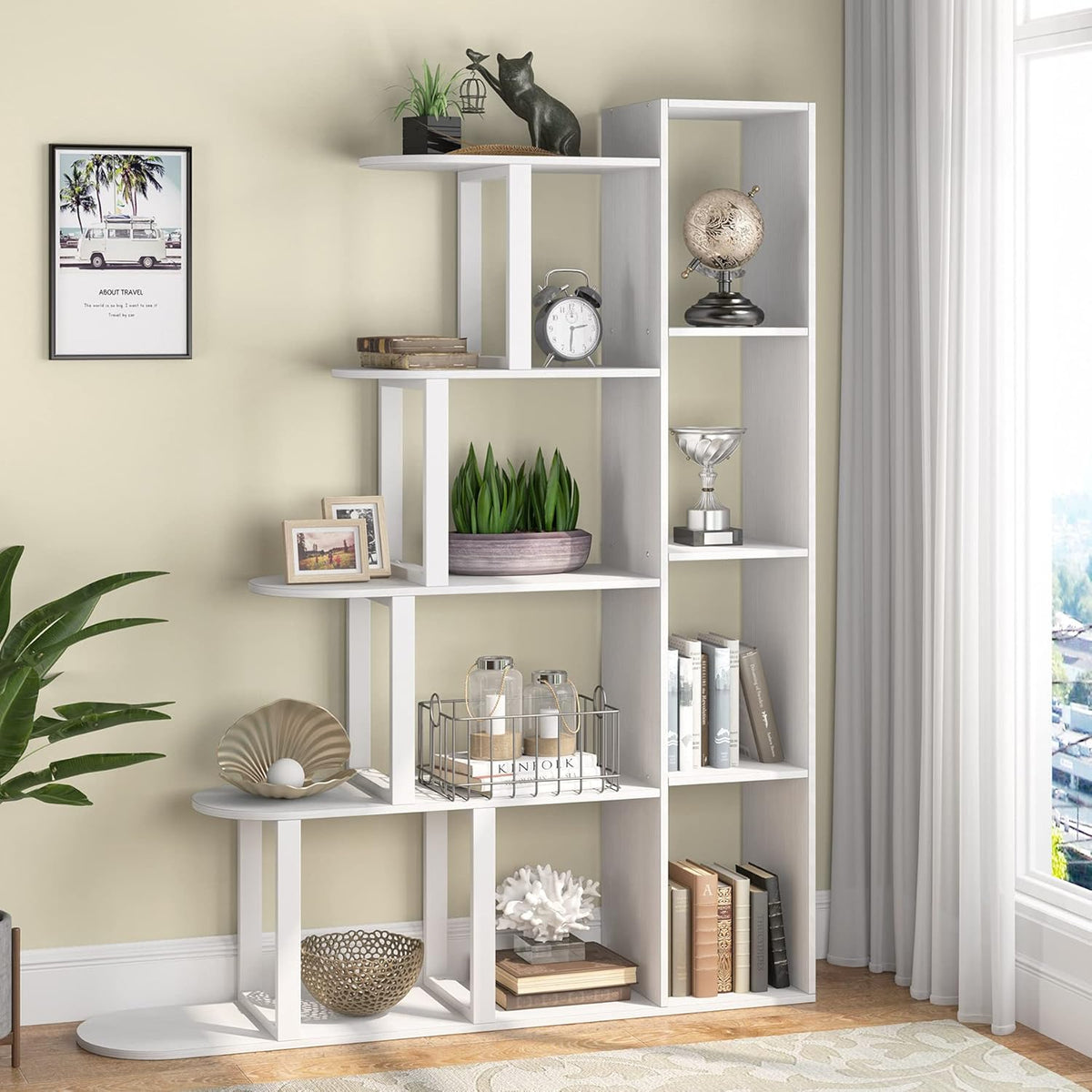 White 5-Tier Corner Ladder Shelf D25901