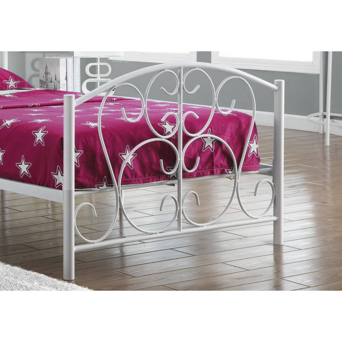 Matte White Rectangular Bed Frame Twin Size B648677