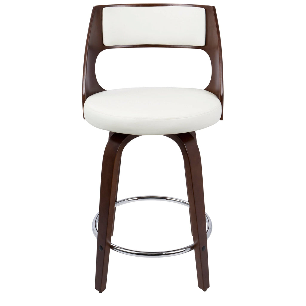 White/Cherry Mid-Century Modern Counter Stool (Set of 2) A187
