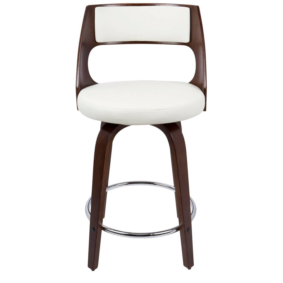 White/Cherry Mid-Century Modern Counter Stool (Set of 2) A187