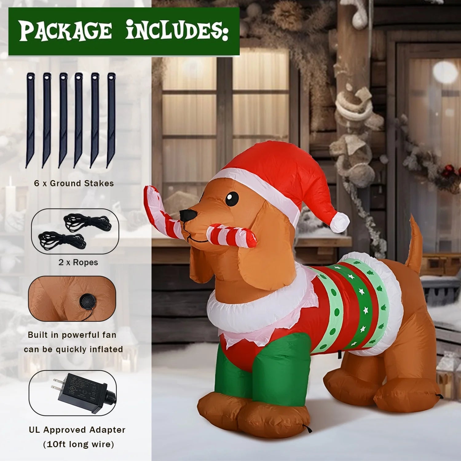 5ft Inflatable Dog with Led Lights N902138