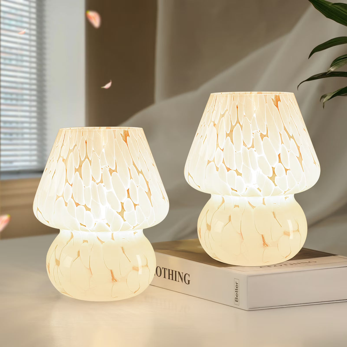 White Dimmable Glass Table Lamp Set of 2 L247920