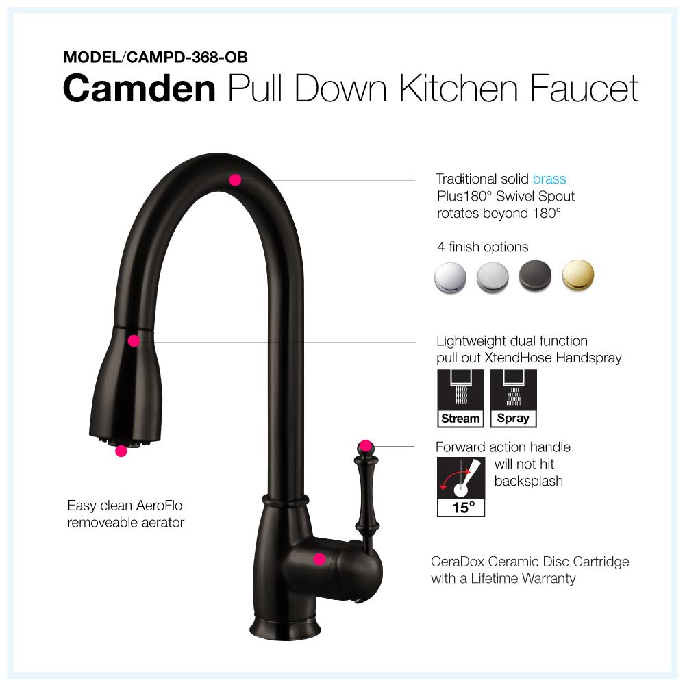 Oil Rubbed Bronze Pull Down Kitchen Faucet Y23397