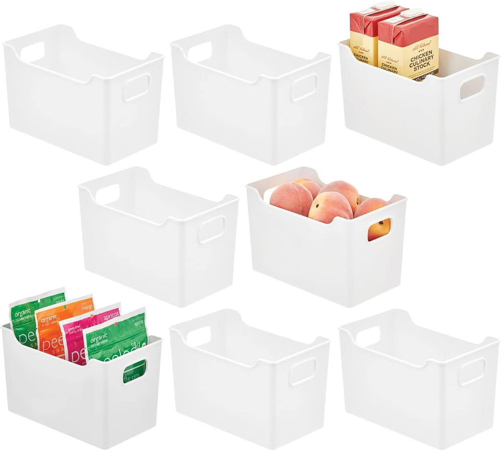 Slim Stackable Plastic Storage Bin with Handles, Clear, 8 Pack C77579