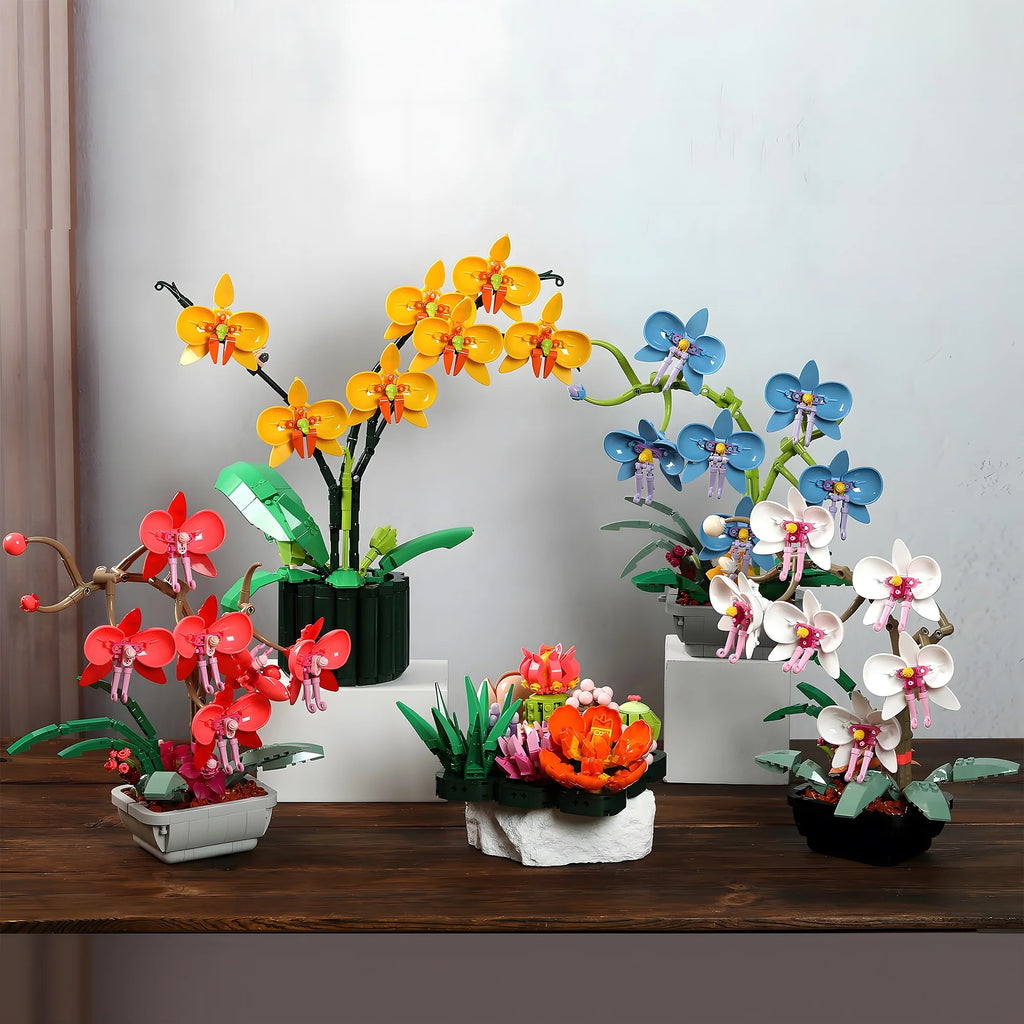 Red Orchid Bouquet Building Block Set S218