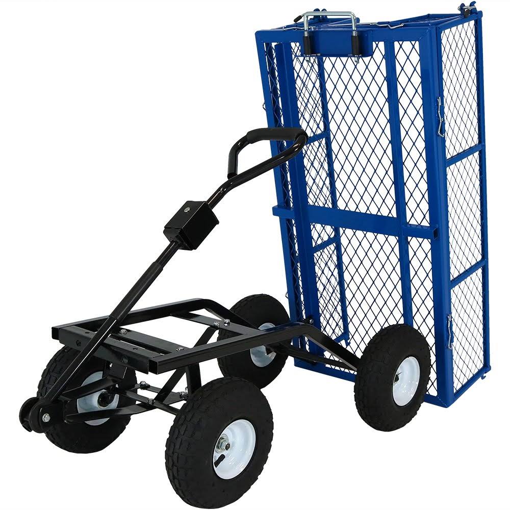 Blue Steel Utility Garden Cart with Removable Sides E593593