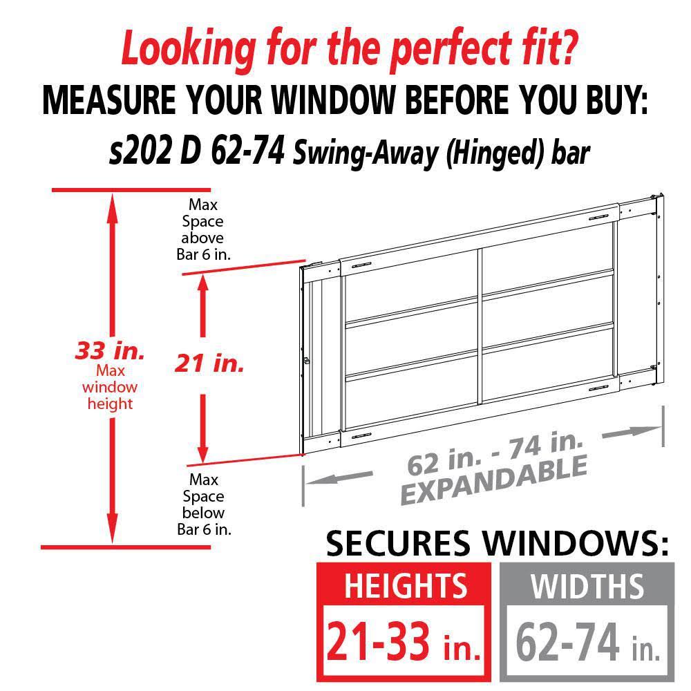 White 4-Bar Adjustable Width Window Guard N478
