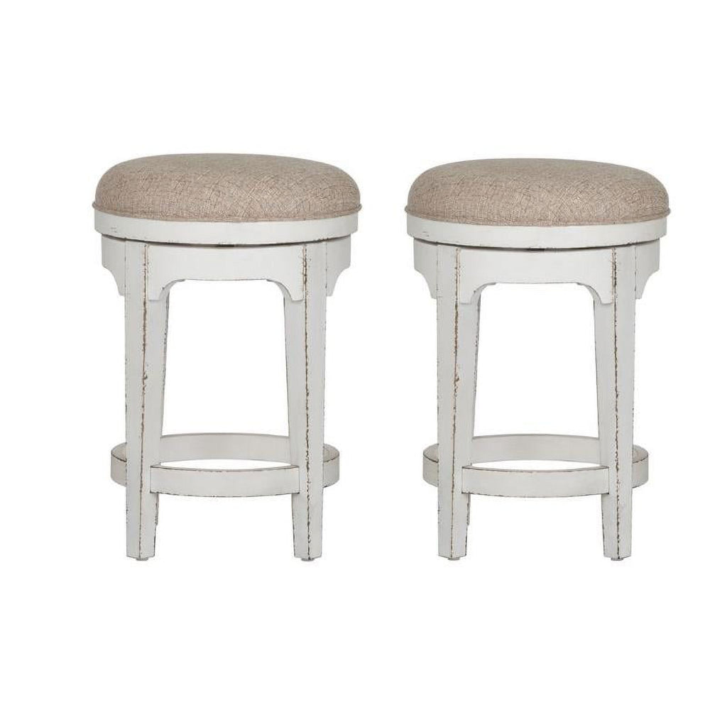 Antique White Console Swivel Stool Set E189487