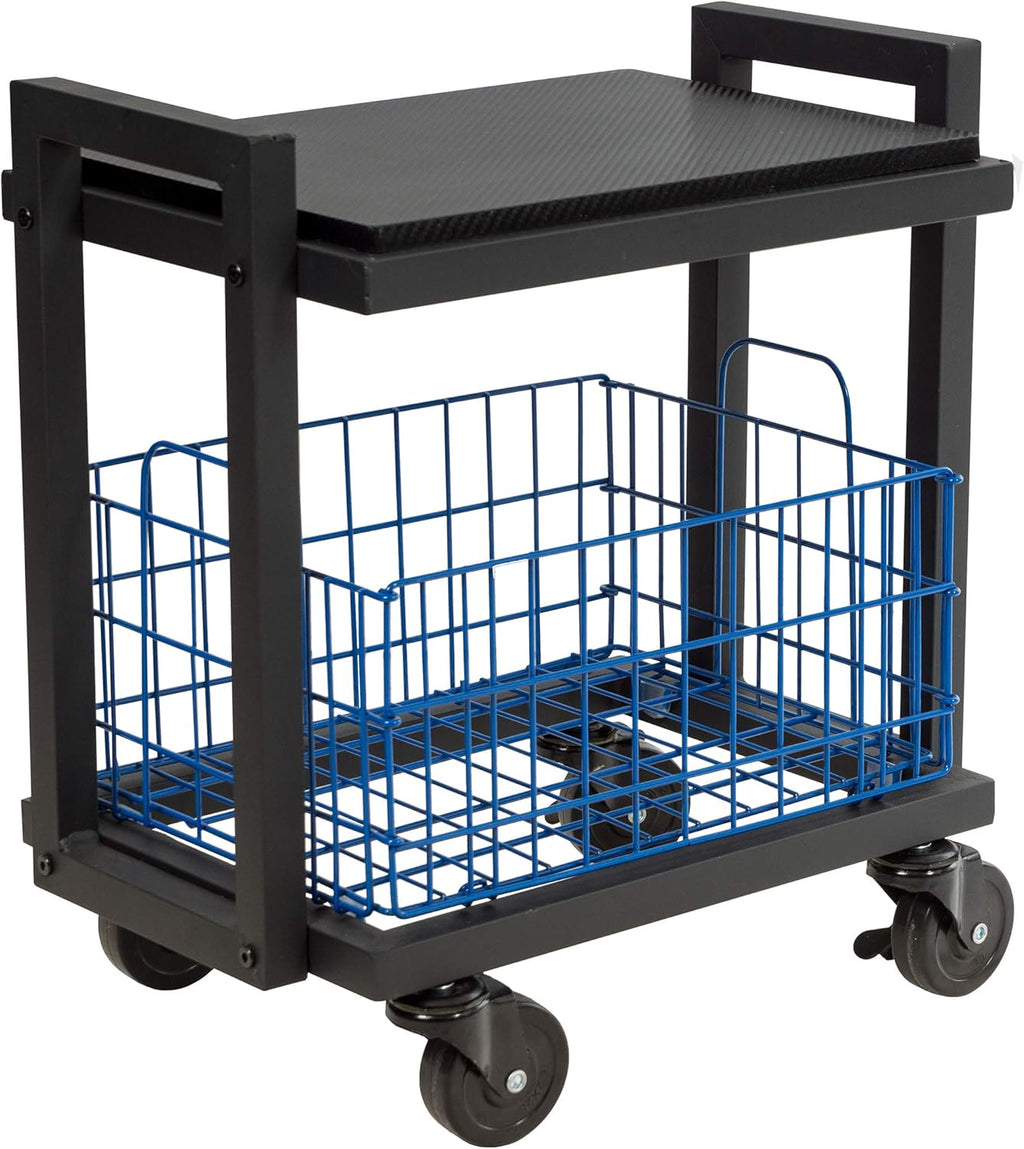 3 Tier Cart with Shelves and Baskets, Powder-Coated Steel Frame in Kale Green D609