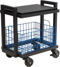 3 Tier Cart with Shelves and Baskets, Powder-Coated Steel Frame in Kale Green D609