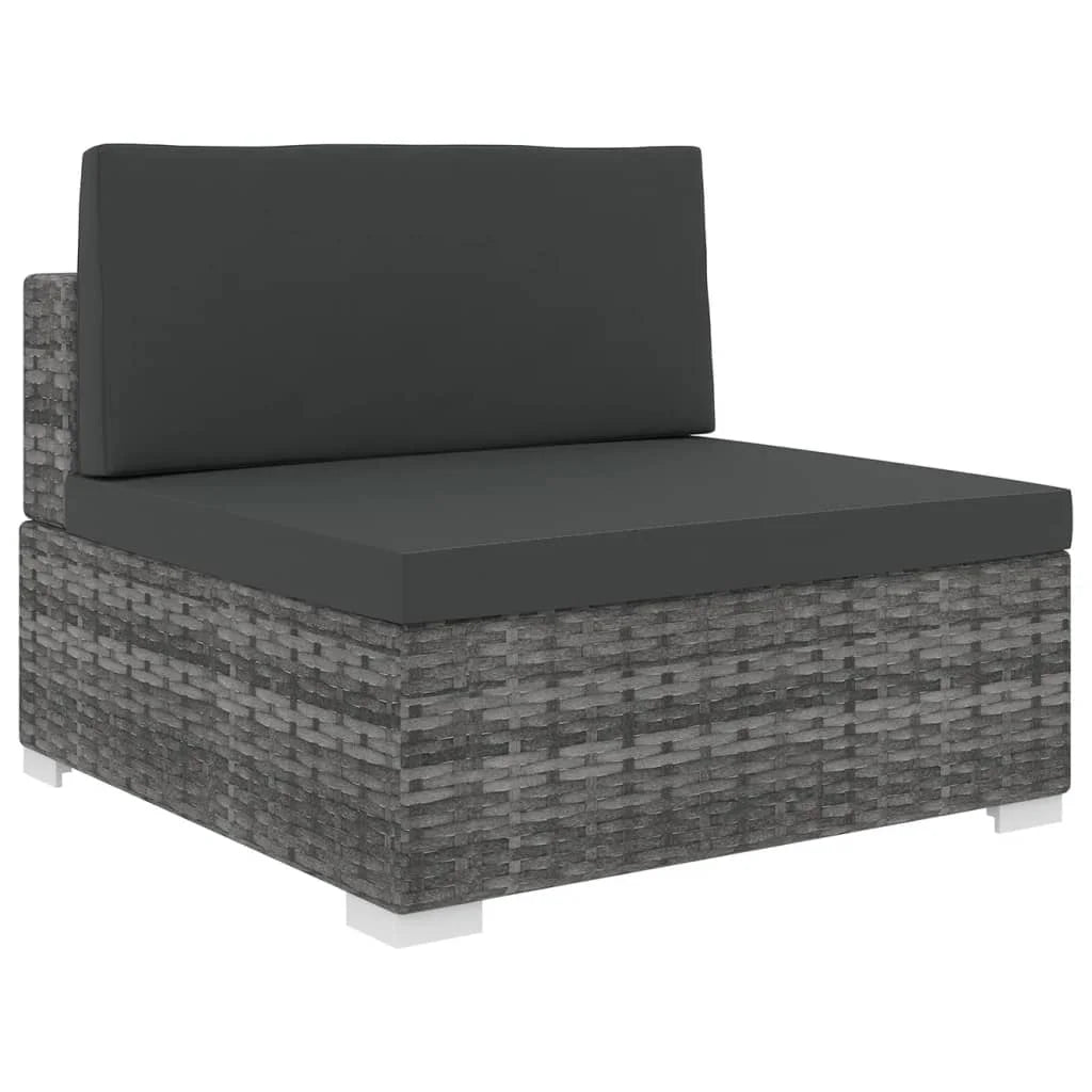 Gray Poly Rattan Sectional Middle Seat with Cushions F5356