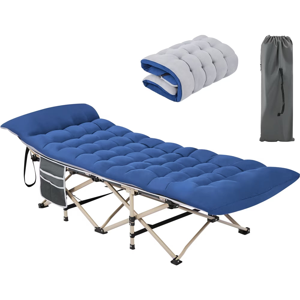 Gray Portable Folding Camping Cot with Carry Bag J377175