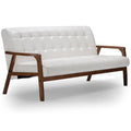 White Faux Leather Tufted Sofa X124
