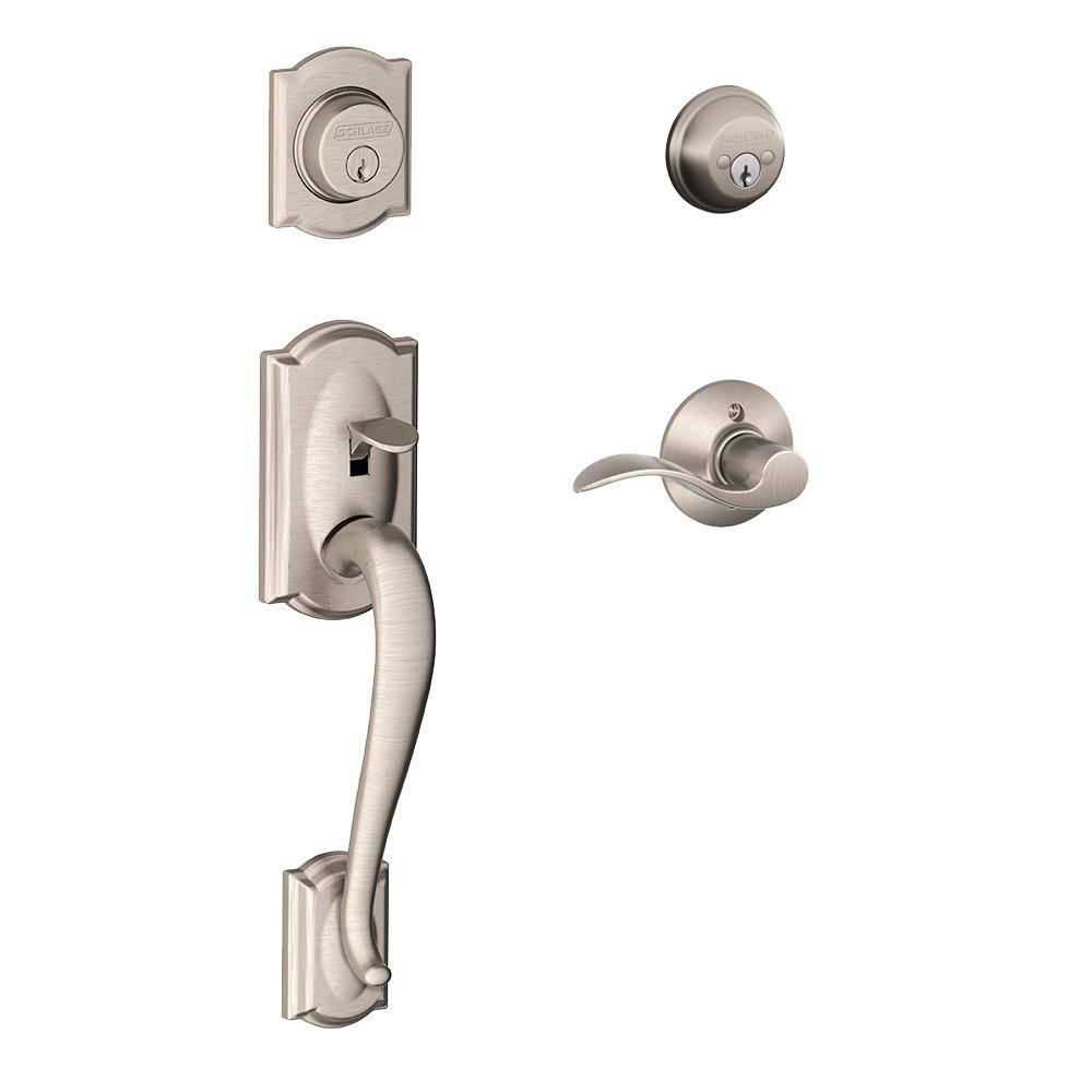 Satin Nickel Double Cylinder Handleset F735