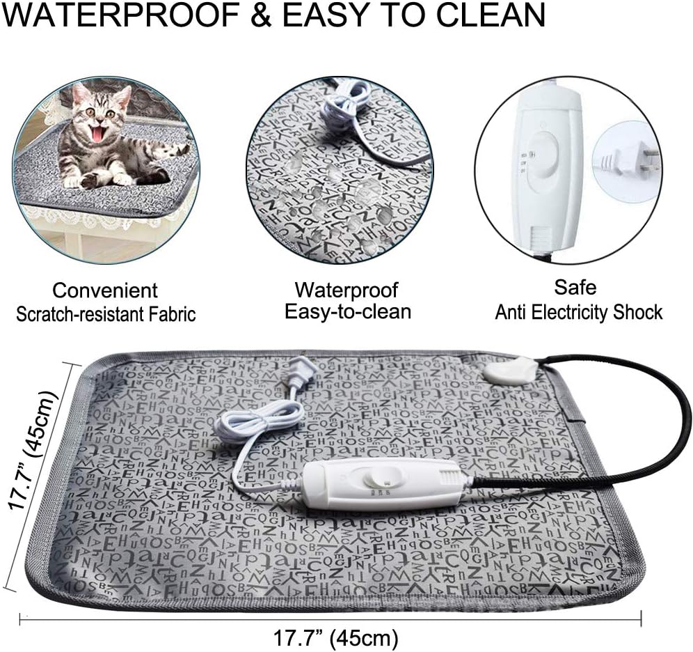 Pet Heating Pad for Cats Dogs, Waterproof Electric Heating Mat, Chew Resistant Steel Cord, 17.7 x 17.7, Pack of 2 M328318