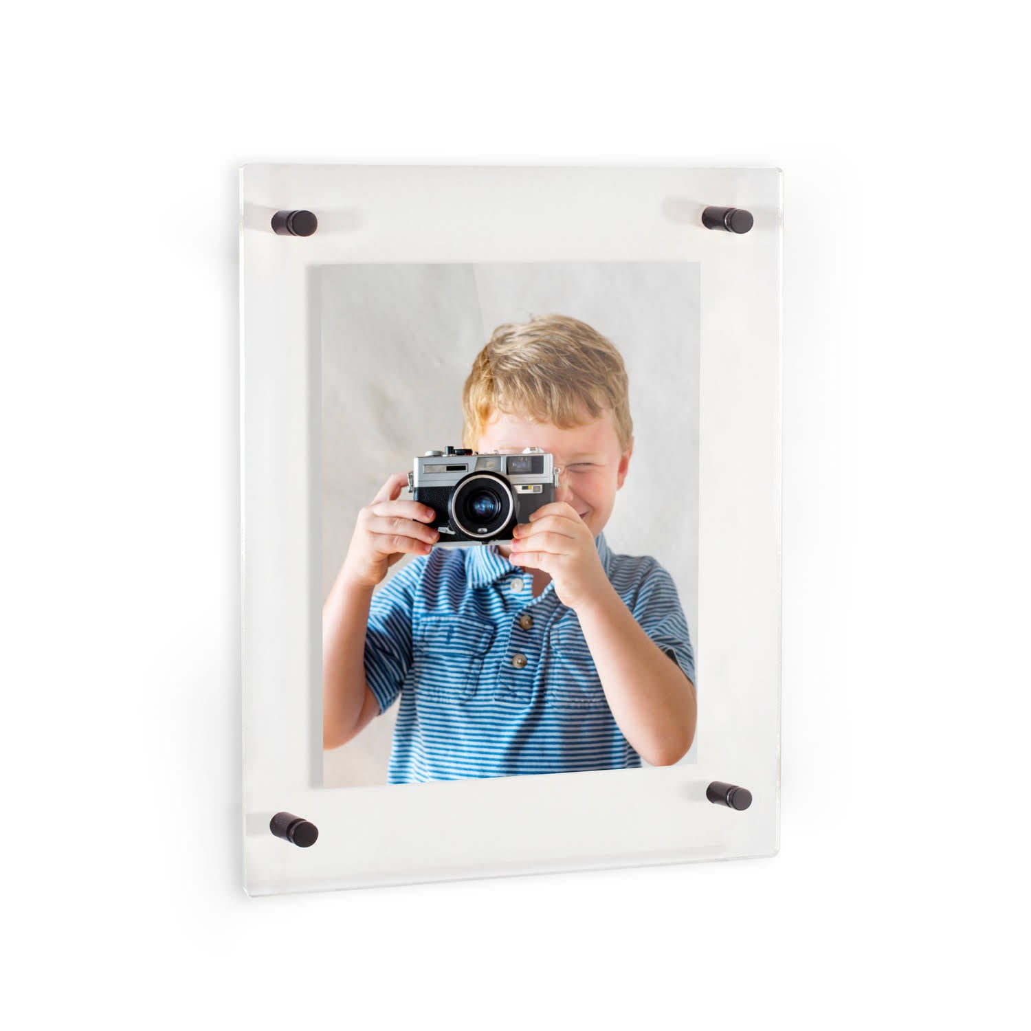 Acrylic Floating Frame for Pictures Up to 22x27 Inches with Black Acrylic Standoff N17388