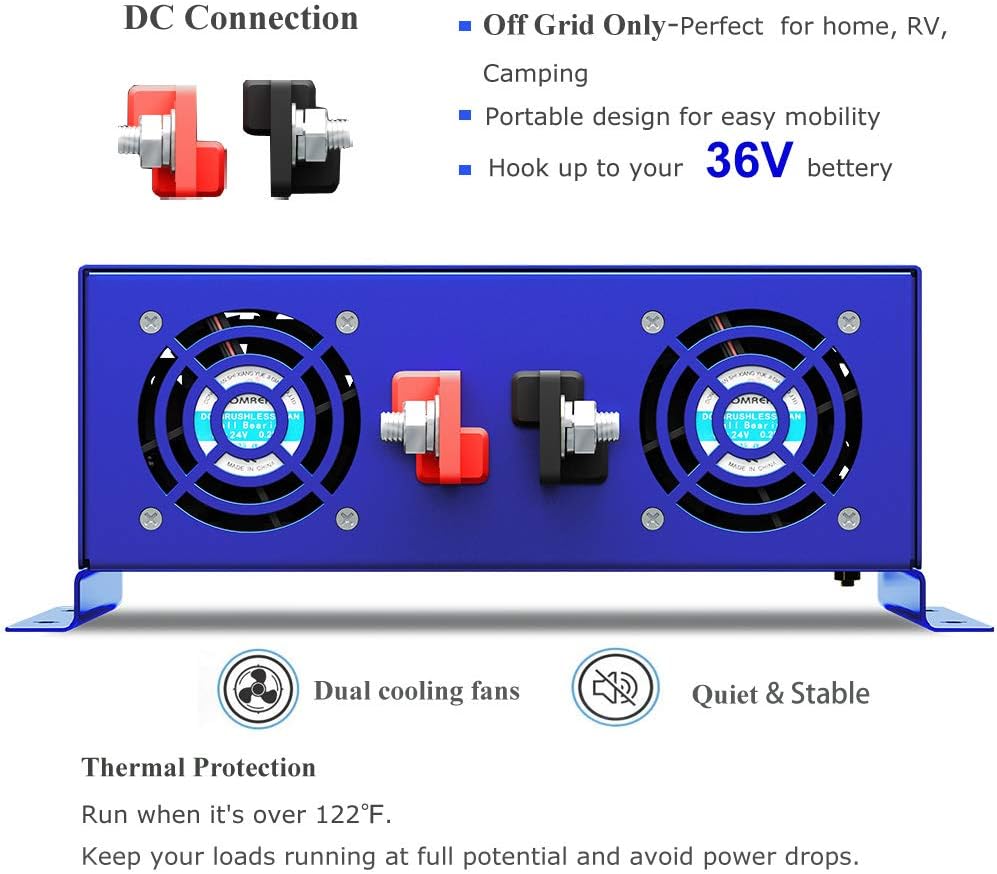 3500W Pure Sine Wave Power Inverter 36V DC to 120V AC with Wireless Remote Control S87470