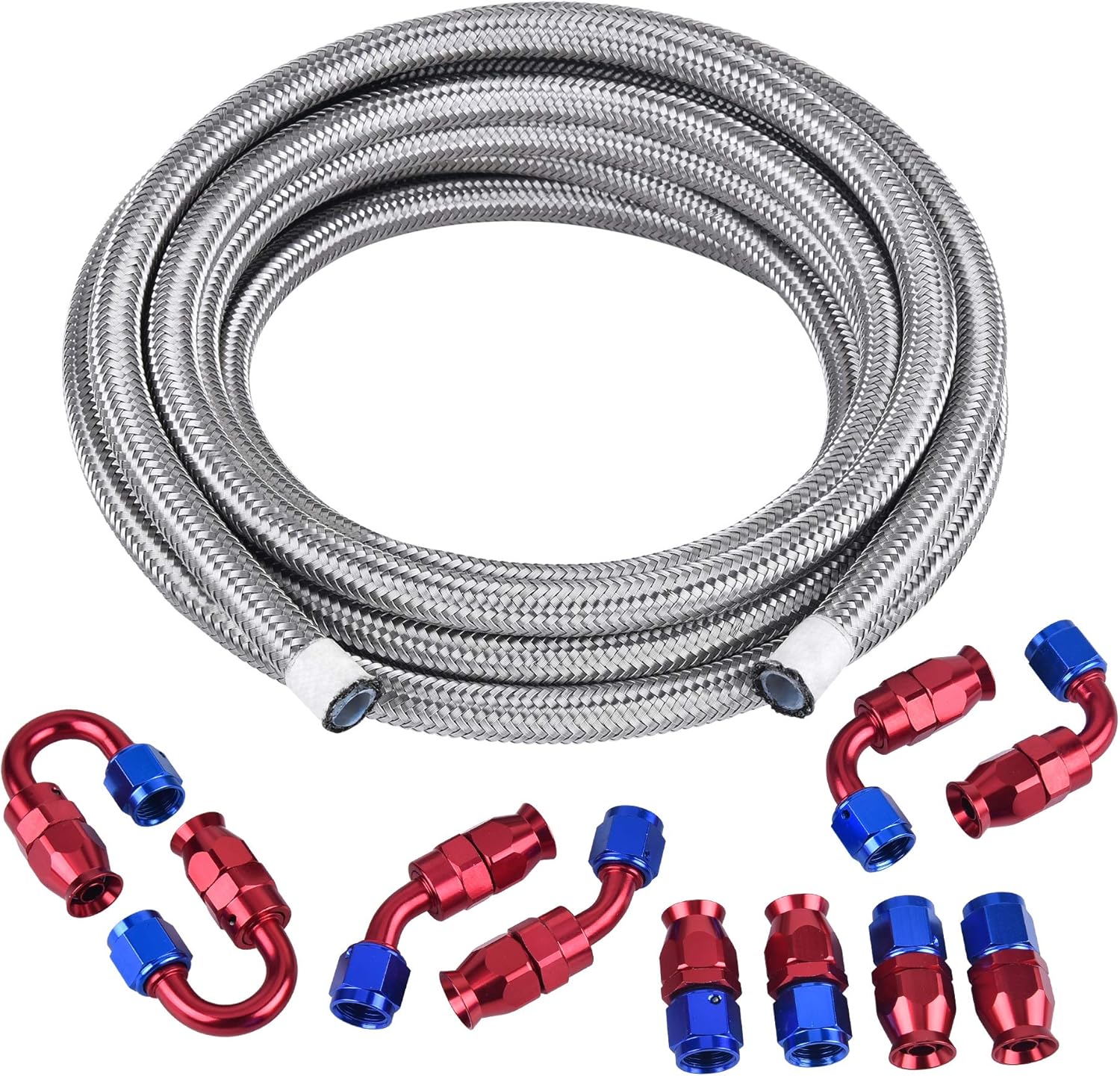 6AN PTFE Stainless Steel Braided Fuel Line Kit 16FT V55494