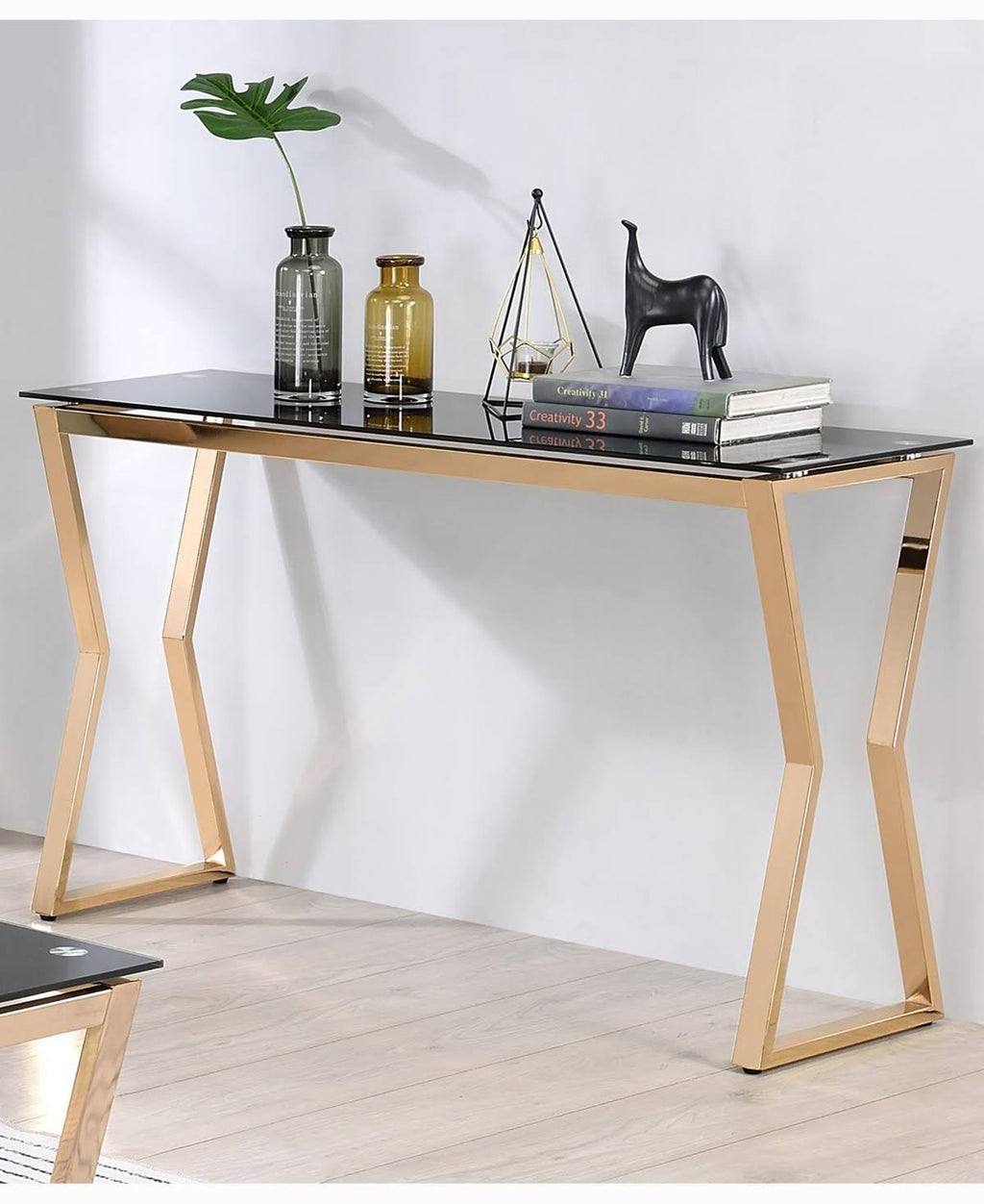 Gold-Tone Glass Top Sofa Table V592274