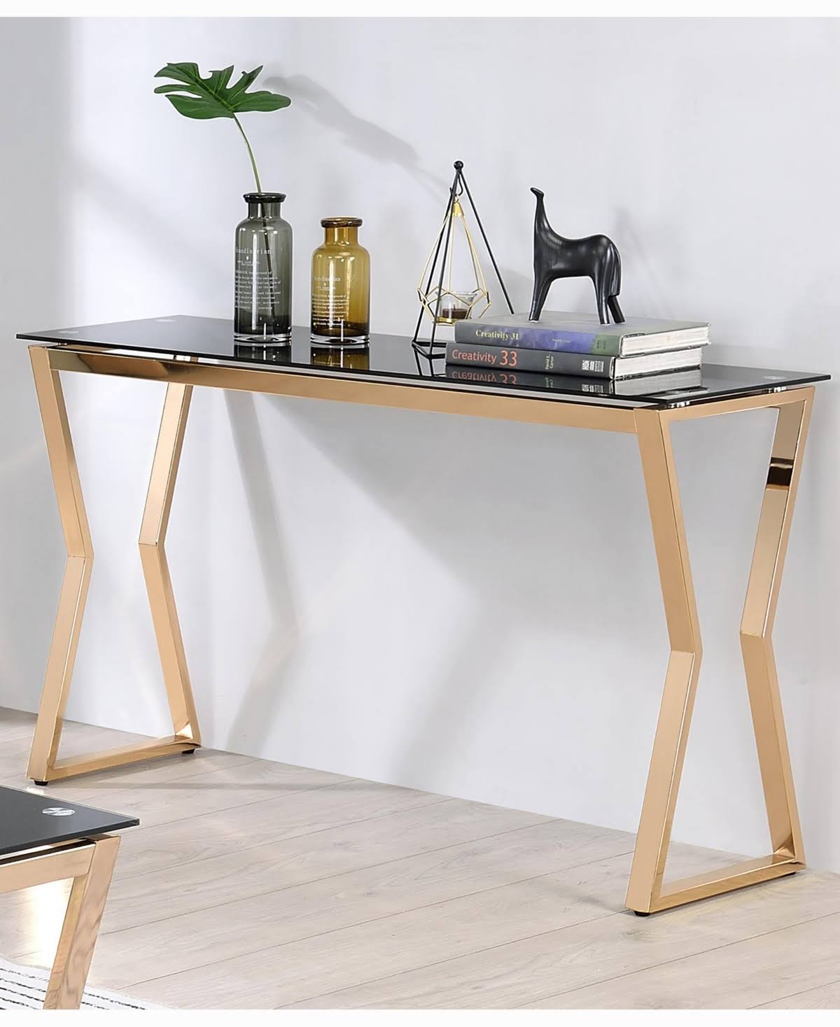 Gold-Tone Glass Top Sofa Table V592274