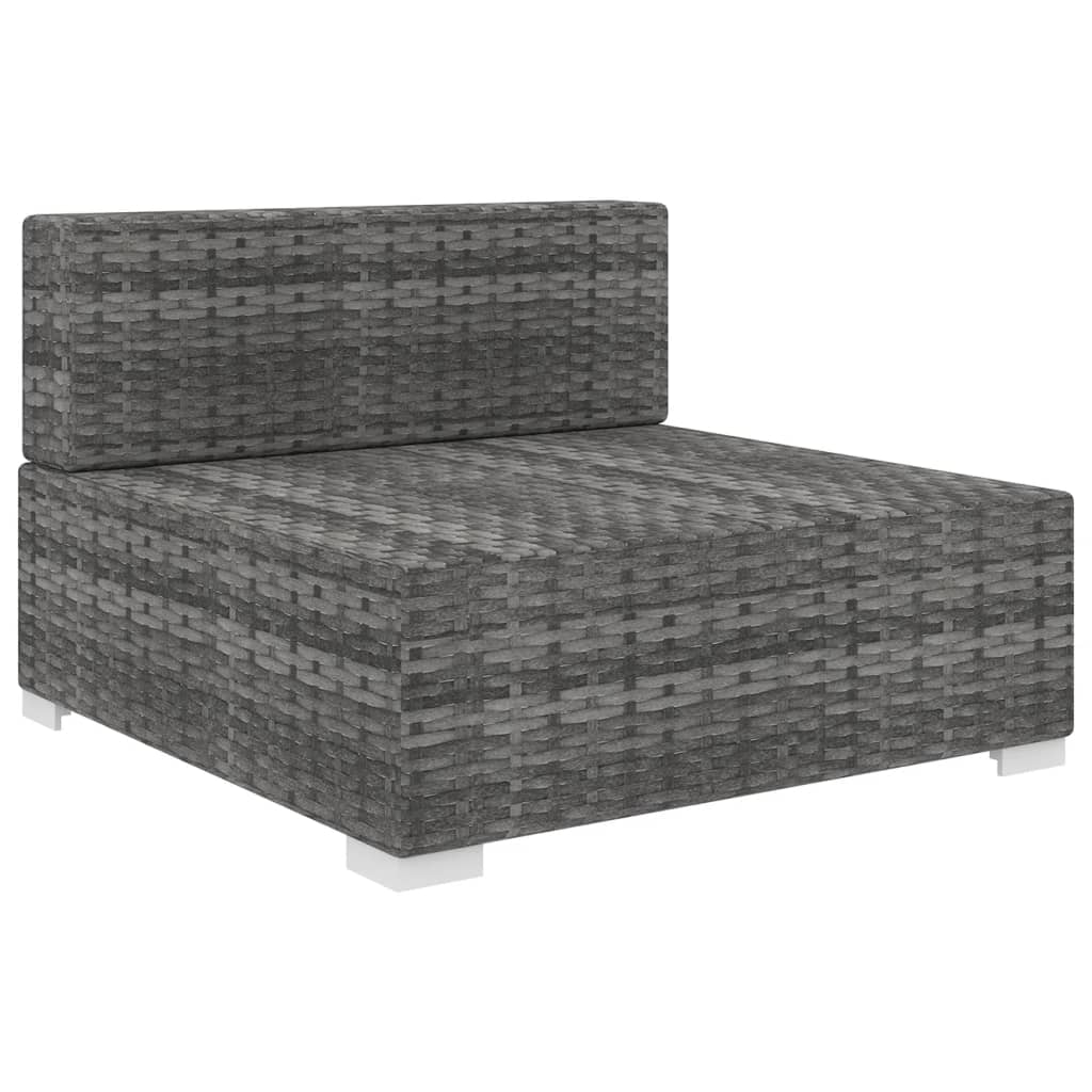 Gray Poly Rattan Sectional Middle Seat with Cushions F5356