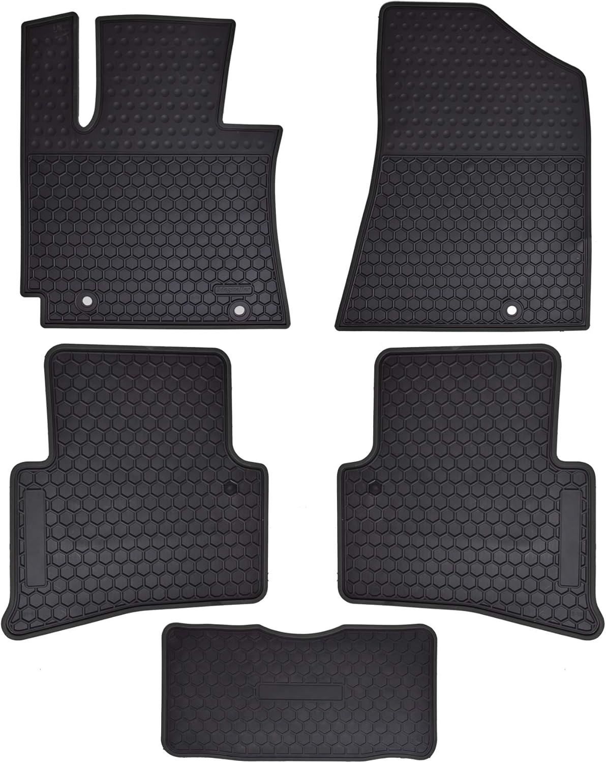 Black Rubber Car Floor Mats 3 Row Set H4928