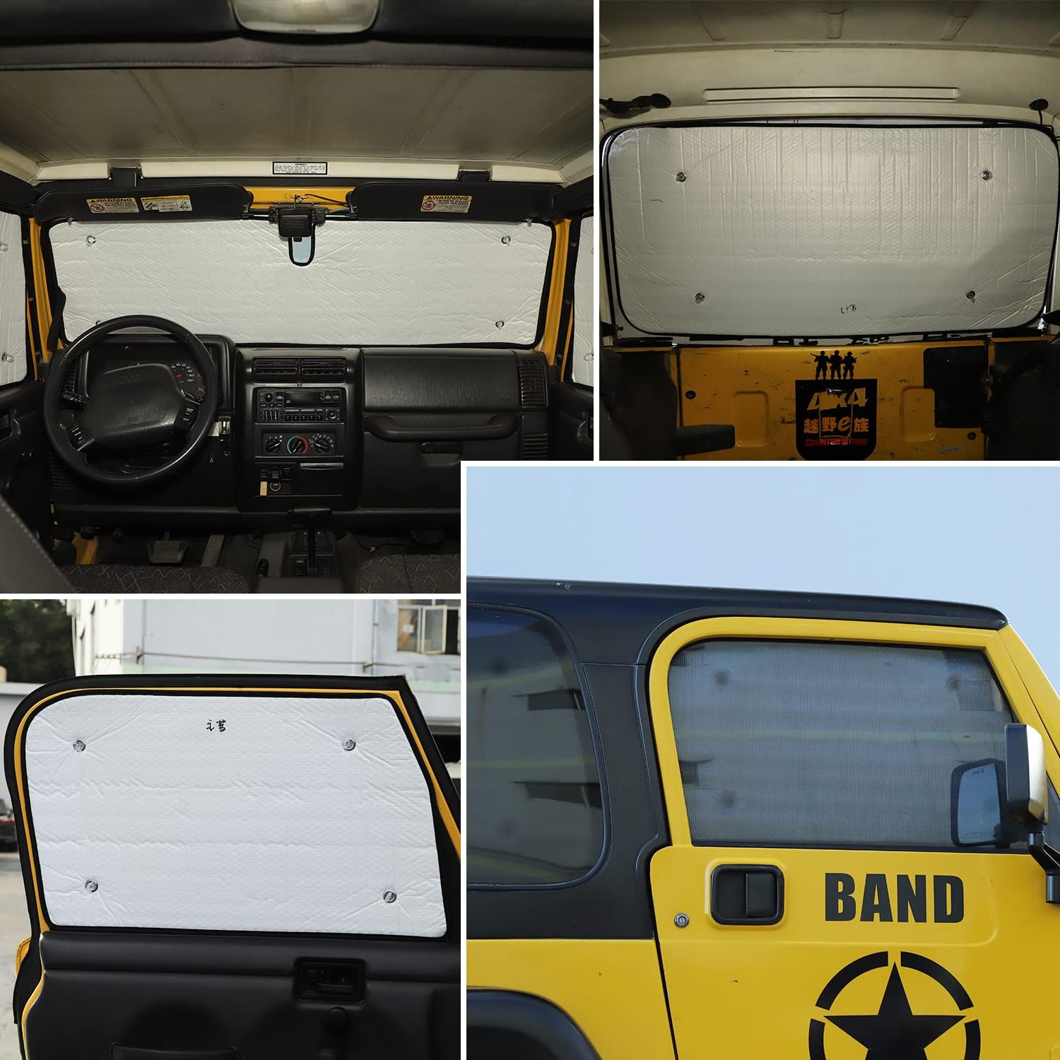 Windshield Sun Shade Sun Visor for Jeep Wrangler TJ, 6PCs Pack of 2 X78003