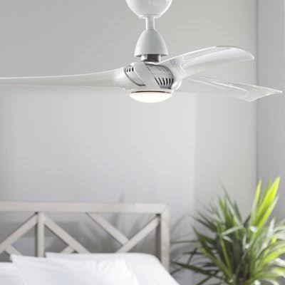 White LED Propeller Ceiling Fan with Remote Control and Light Kit T5103