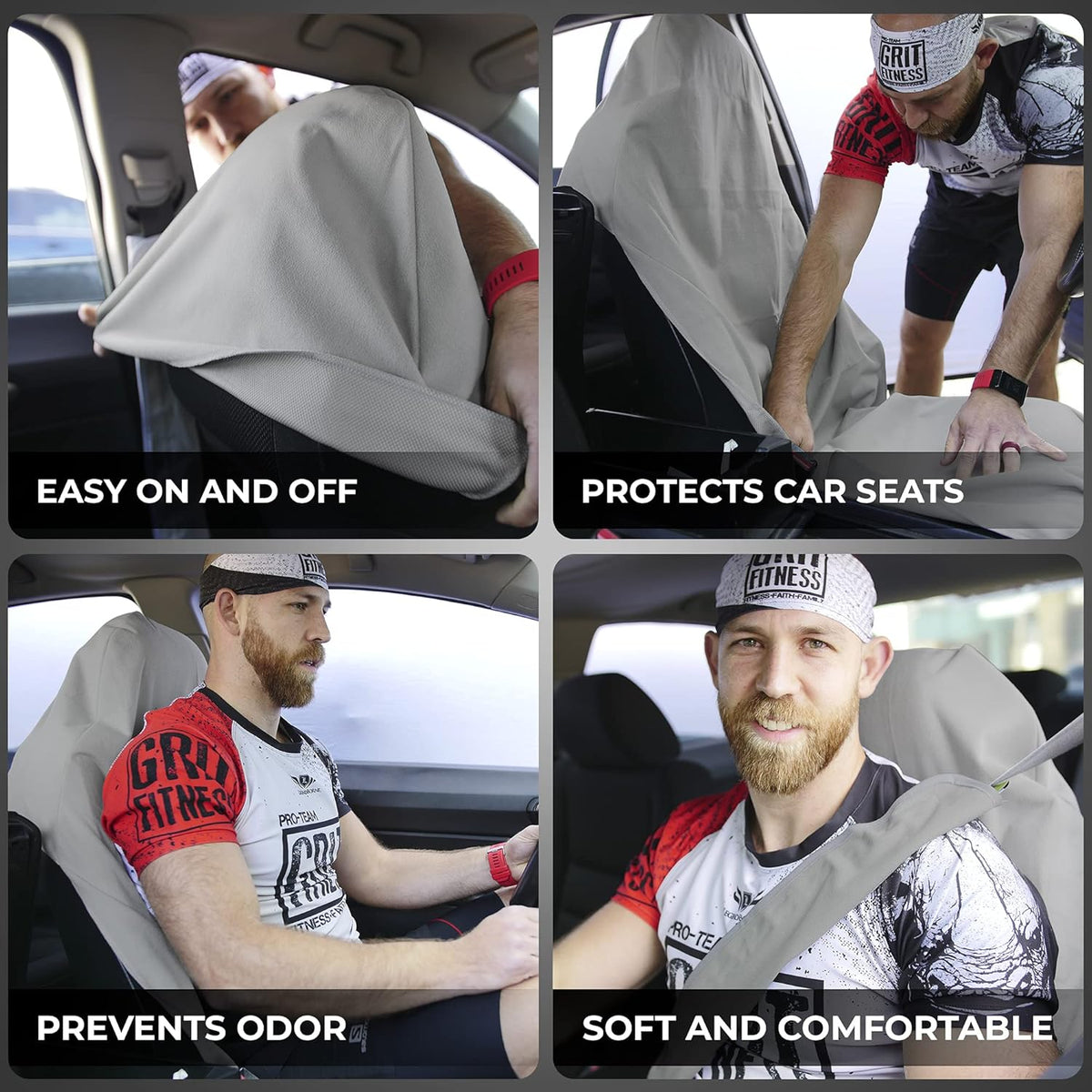 Gray Non-Slip Removable Car Seat Cover Pack of 2 J4246