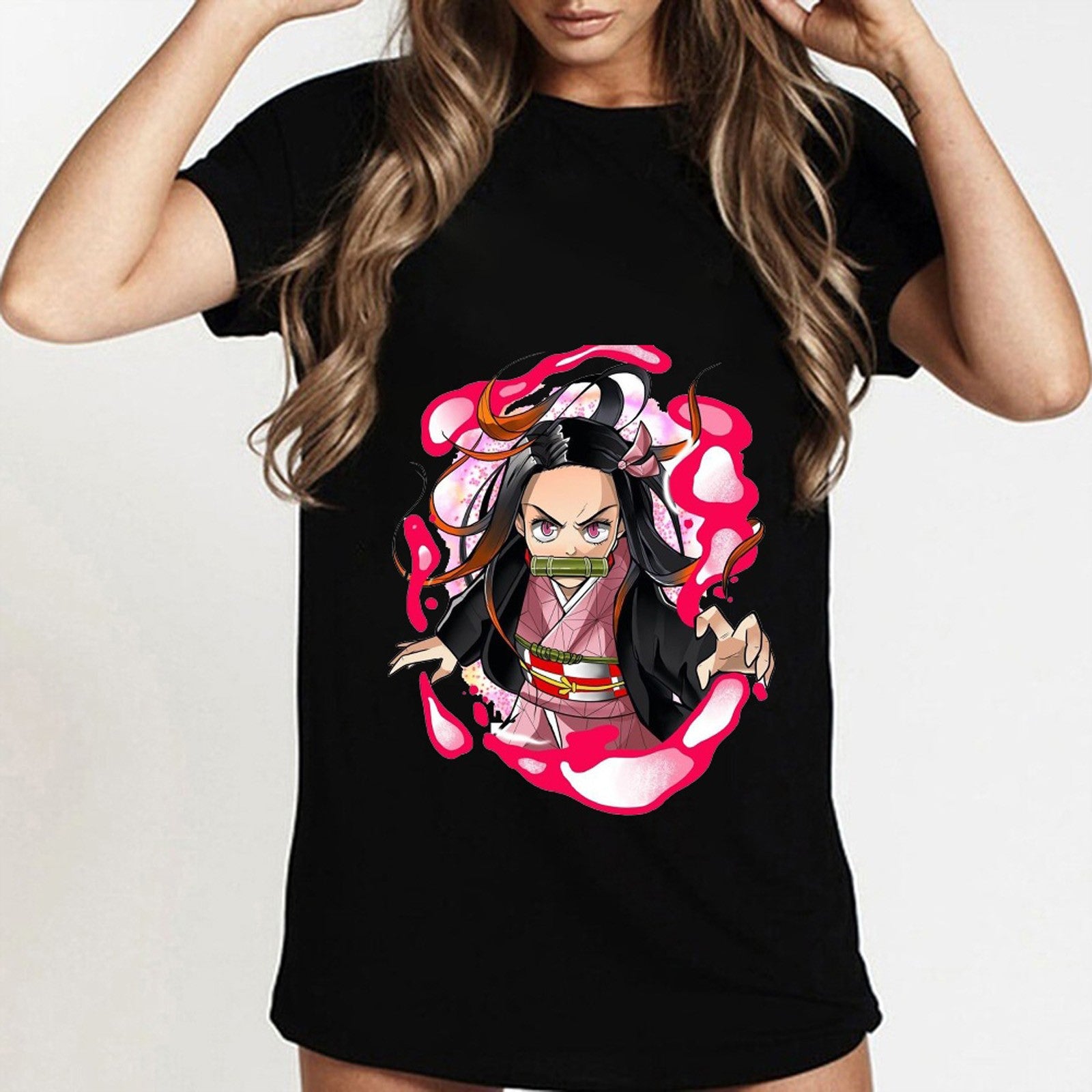Black XXL Printed Short Sleeve T-Shirt W4002