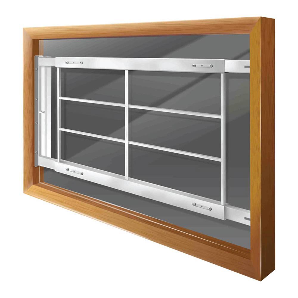 White 4-Bar Adjustable Width Window Guard N478