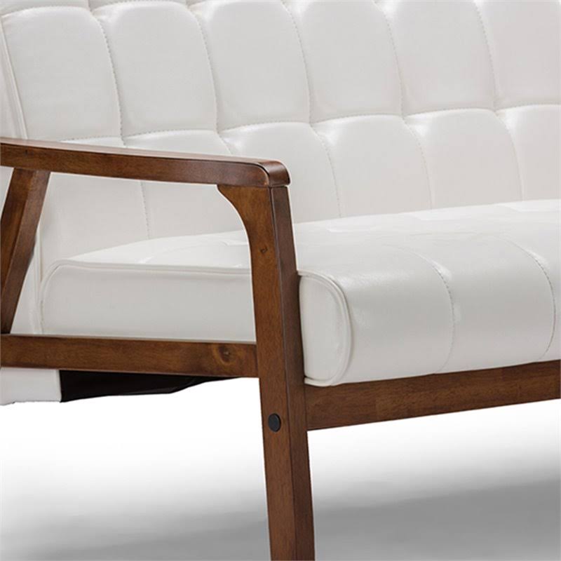 White Faux Leather Tufted Sofa X124