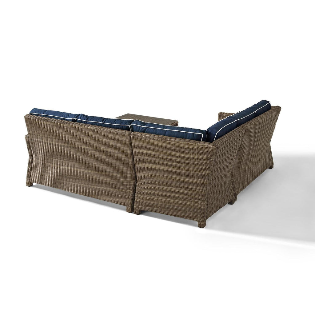4Pc Outdoor Wicker Sectional Set with Glass Top Coffee Table N64204