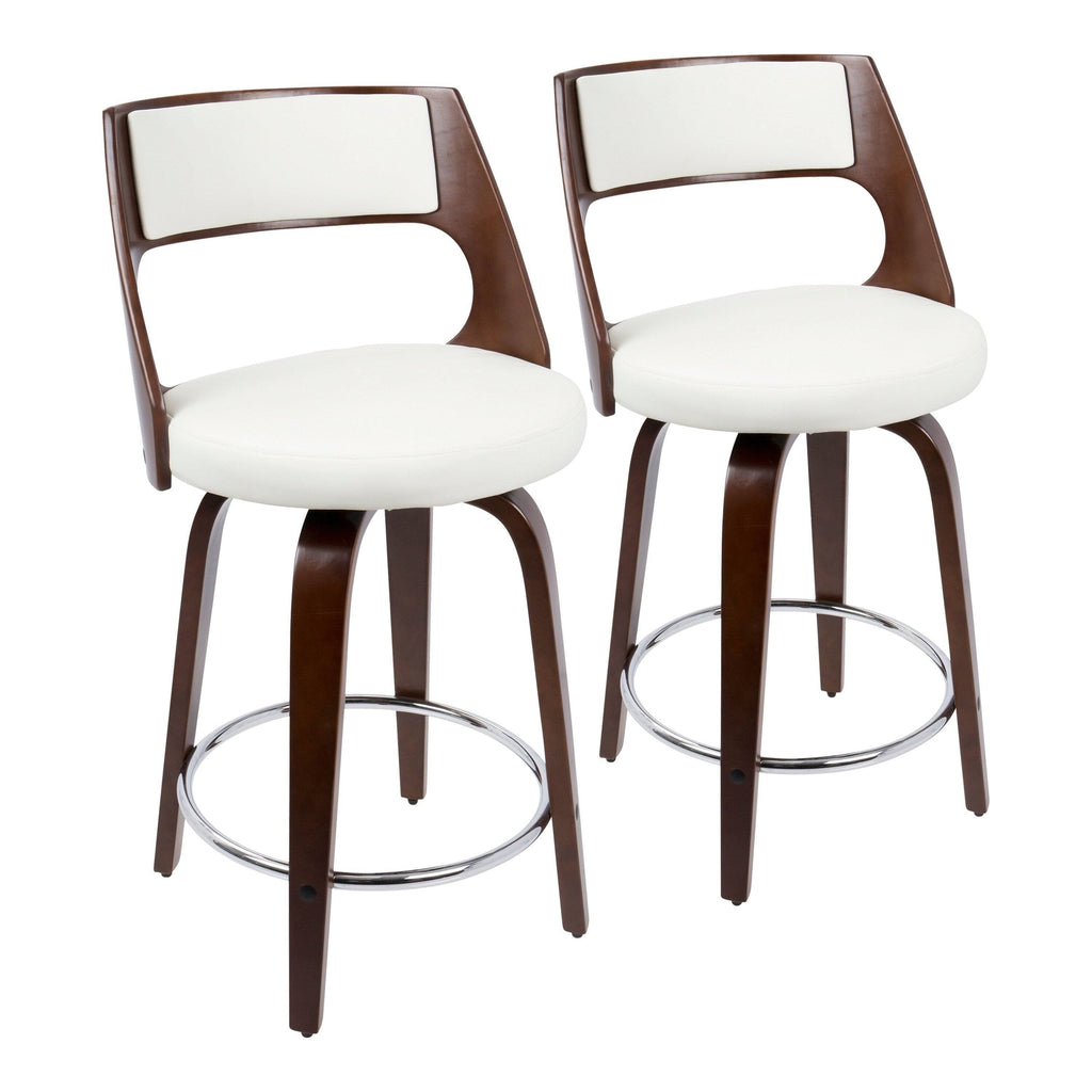 White/Cherry Mid-Century Modern Counter Stool (Set of 2) A187