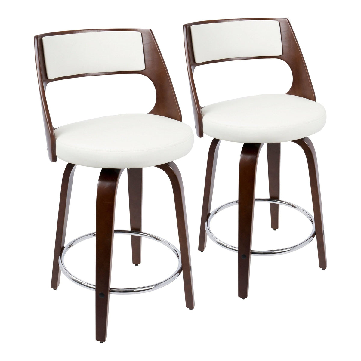White/Cherry Mid-Century Modern Counter Stool (Set of 2) A187