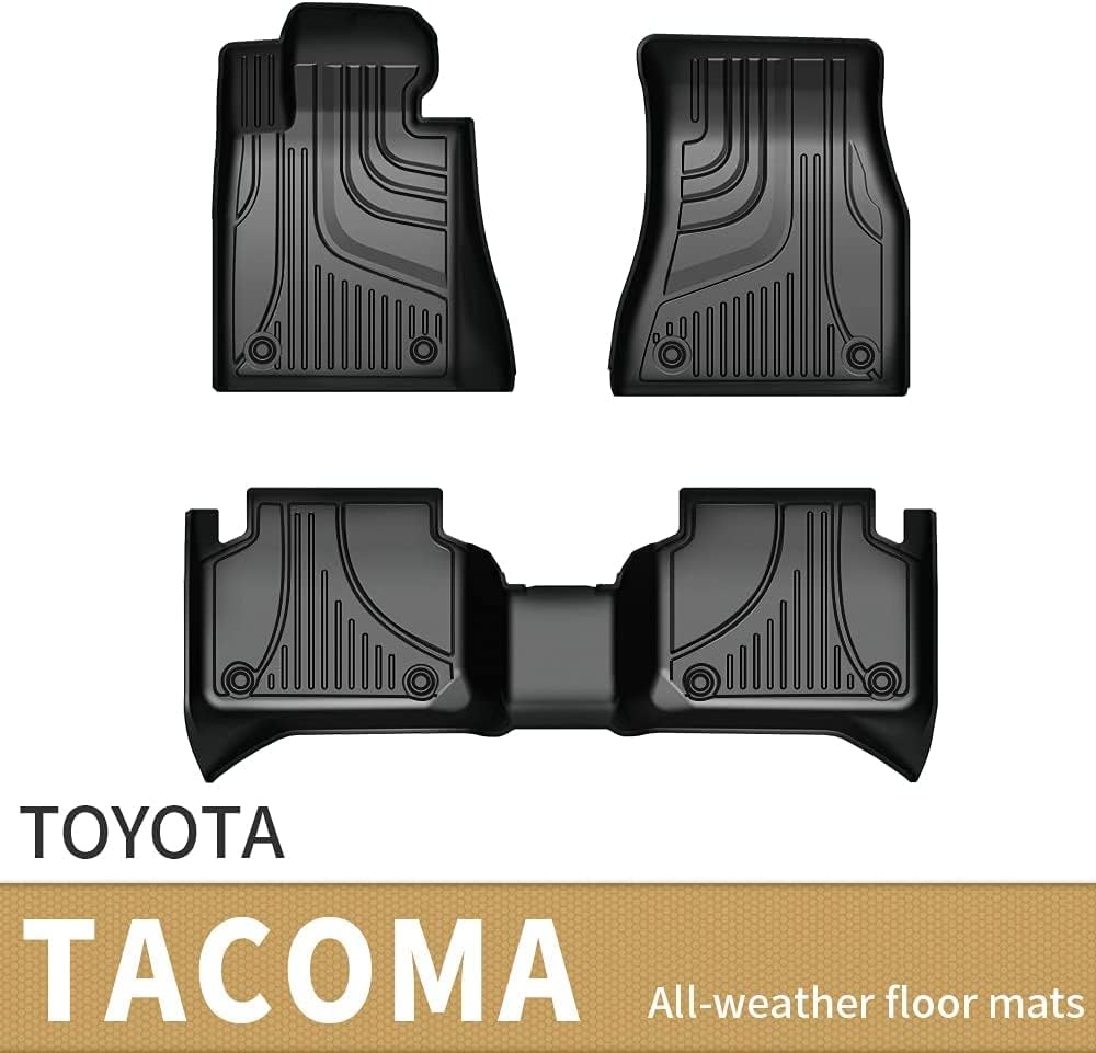 Heavy Duty Black TPE All Weather Car Floor Mats, 1st & 2nd Row Full Set C4452