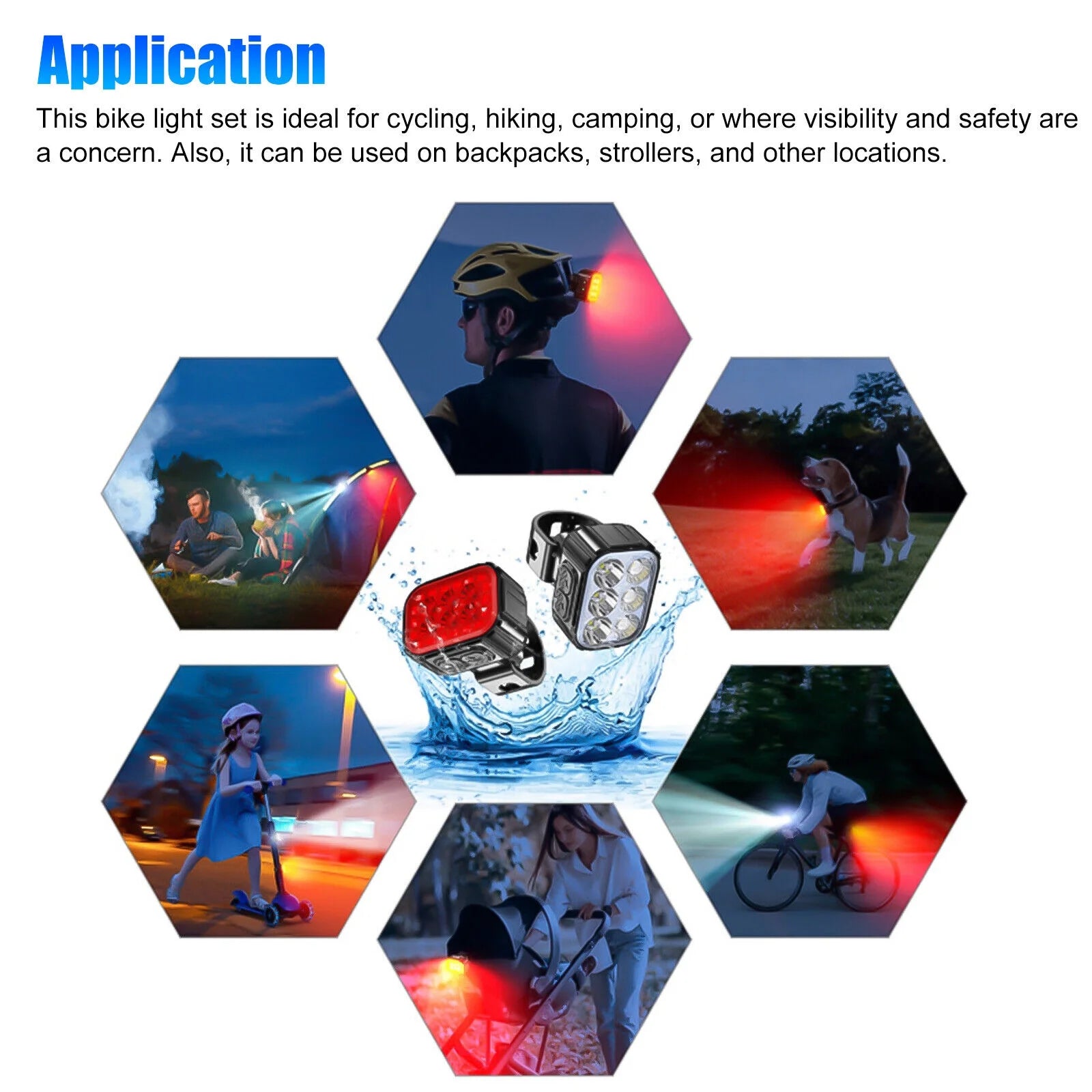 2x USB Rechargeable LED Bicycle Headlight Taillight E222