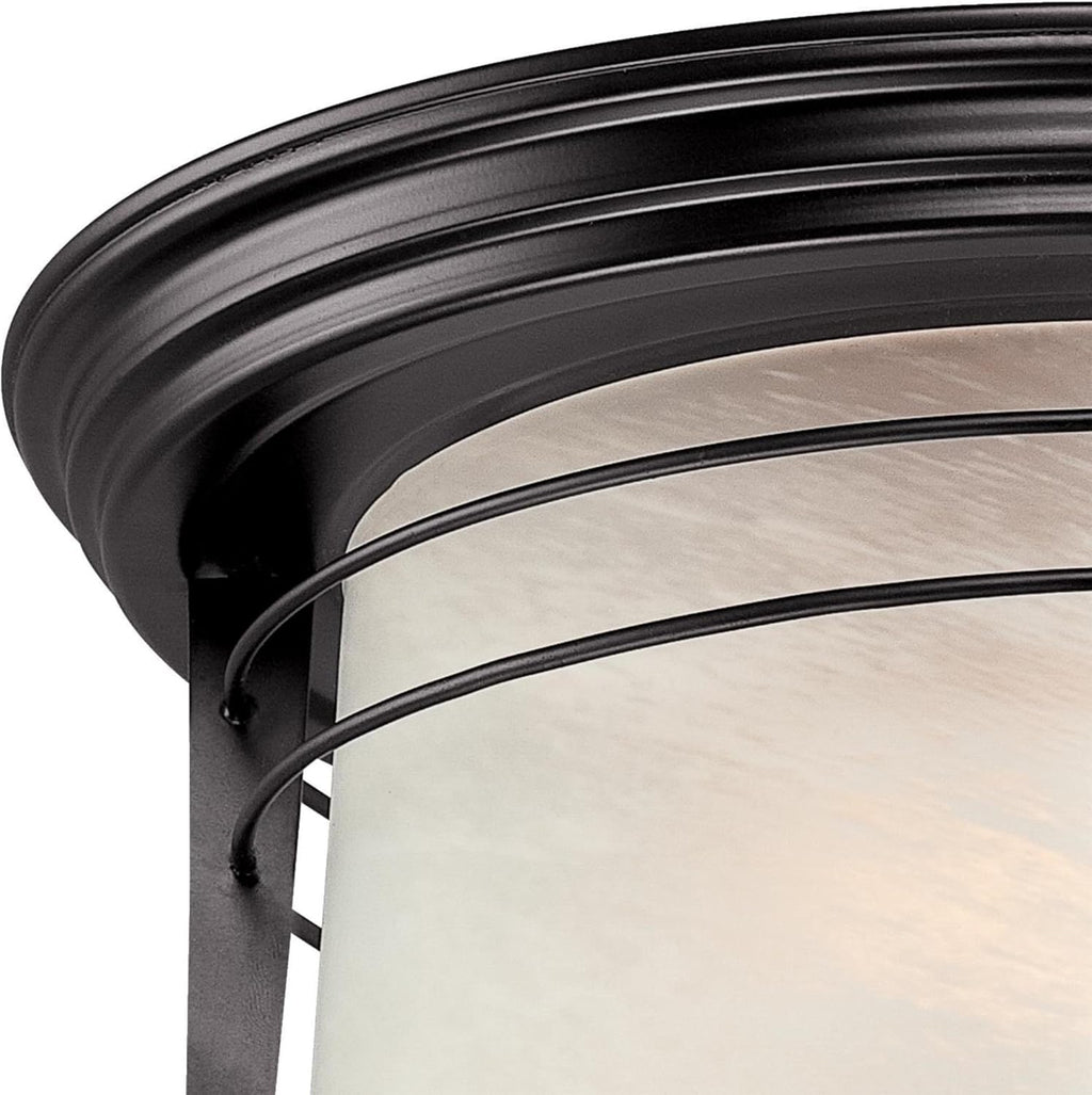 Two-Light Exterior Flush-Mount Fixture, Weathered Bronze Finish, White Alabaster Glass (2 Pack) L224905